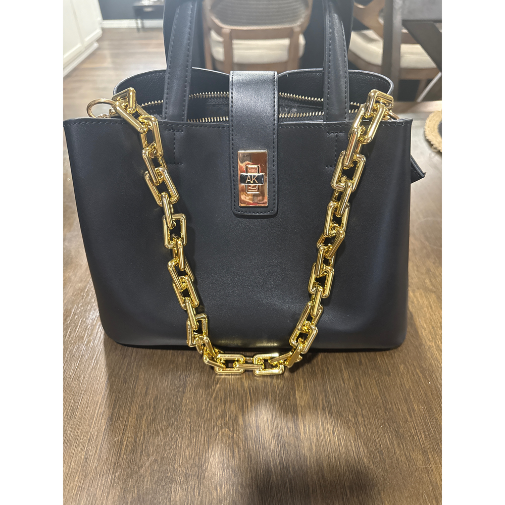 Anne Klein Black Handbag with Gold Chain - Picture 1 of 3